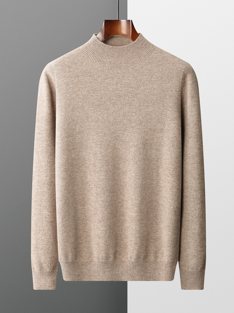 Nuevo jersey de lana merina de 100% para hombre, suéter de cachemira con cuello simulado, jerséis suaves y cálidos, prendas de punto inteligentes informales de calidad, Tops básicos