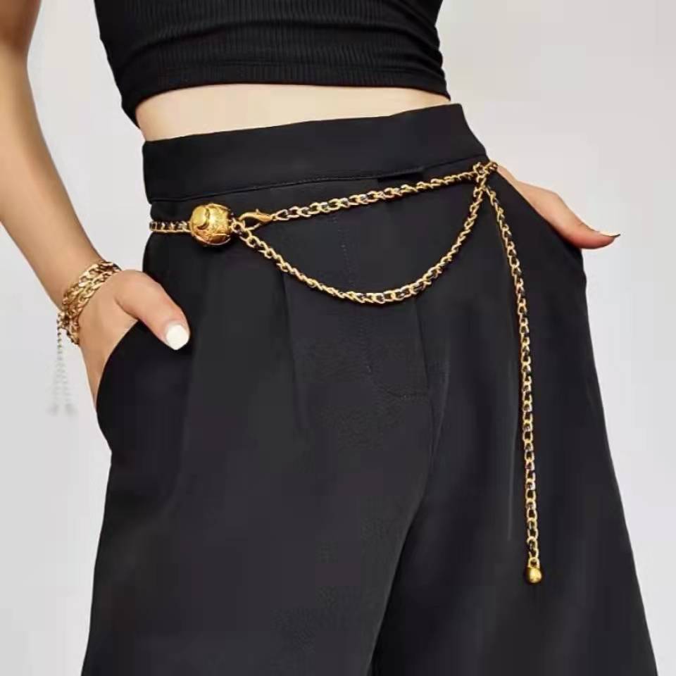 Corsé con cinturón de cadena para mujer, cordones de Metal para el cuerpo, vestido vaquero, diseñador a la moda, 2022