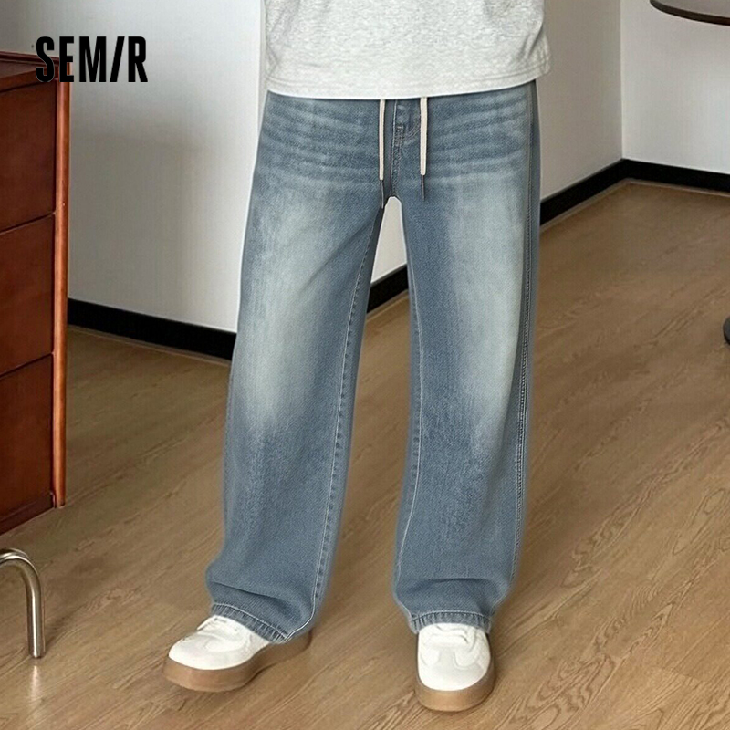 Calça Jeans Masculina Semir Estilo Americano Vintage Solta Reta Confortável Tendência Moda Casual Verão 2026