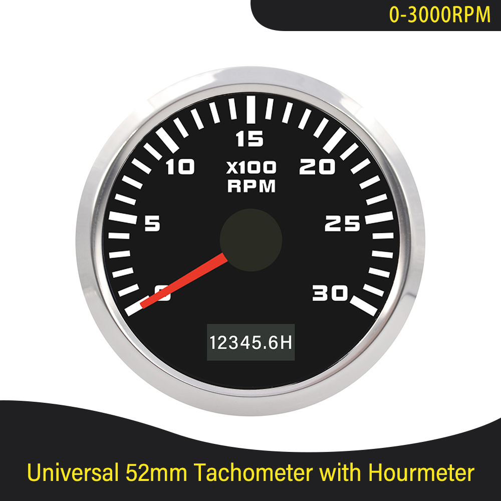 Uniwersalny obrotomierz 52mm licznik RPM 0-3000RPM 0-4000RPM 0-6000RPM 0-7000RPM 0-8000RPM z czerwone podświetlenie do łodzi jachtu samochodu