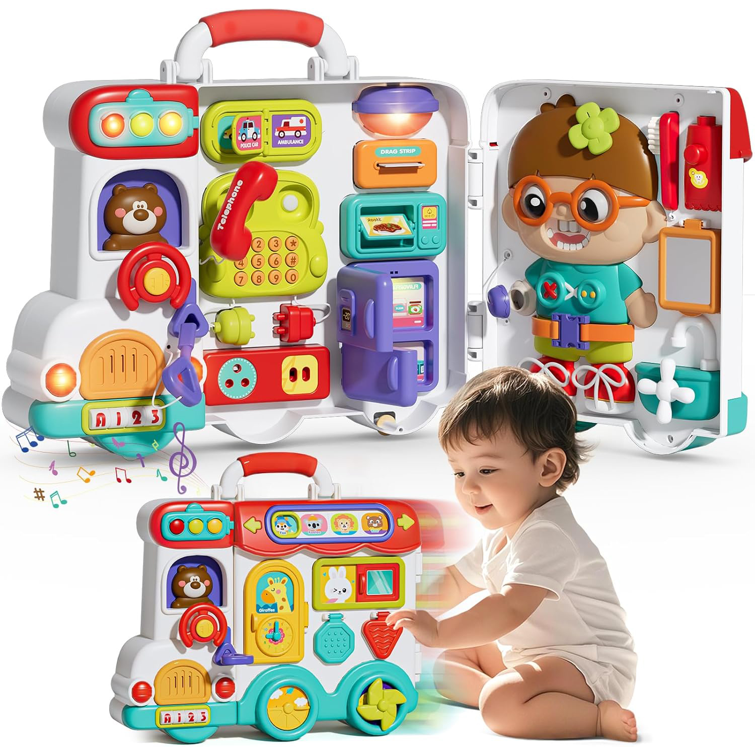 Busy Board Montessori Toys dla maluchów w wieku 2-3 lat, edukacyjna zabawka do nauki, rozwój motoryki małej, prezent urodzinowy