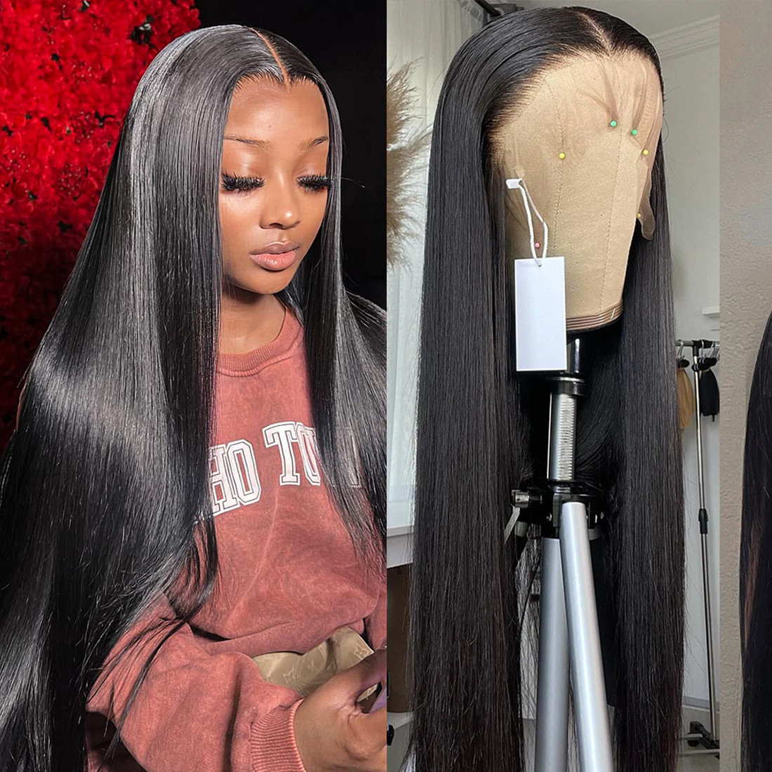 Black Straight Human Hair Wigs 13x6 Hd Lace Frontal Wig 30 34 40 Inch 13x4 Brazilian Pre Plucked 100% Lace Front Wig For Women
