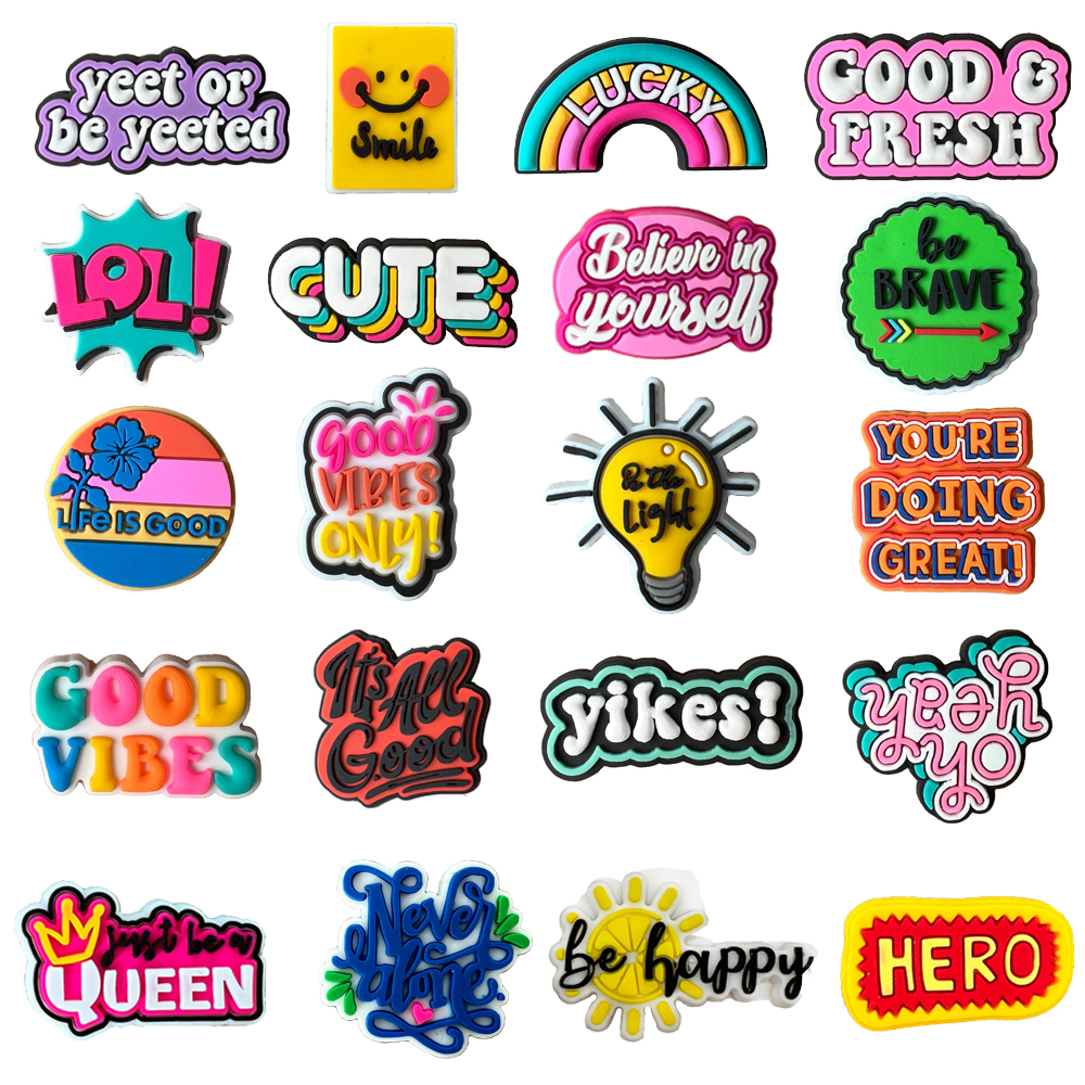 Motiverende slogan Schoen Charmes Pin voor Crocs Accessoires Charms Klompen Bubble Slides Schoen DIY Schoen Decoratie Vrouwen Feestcadeaus