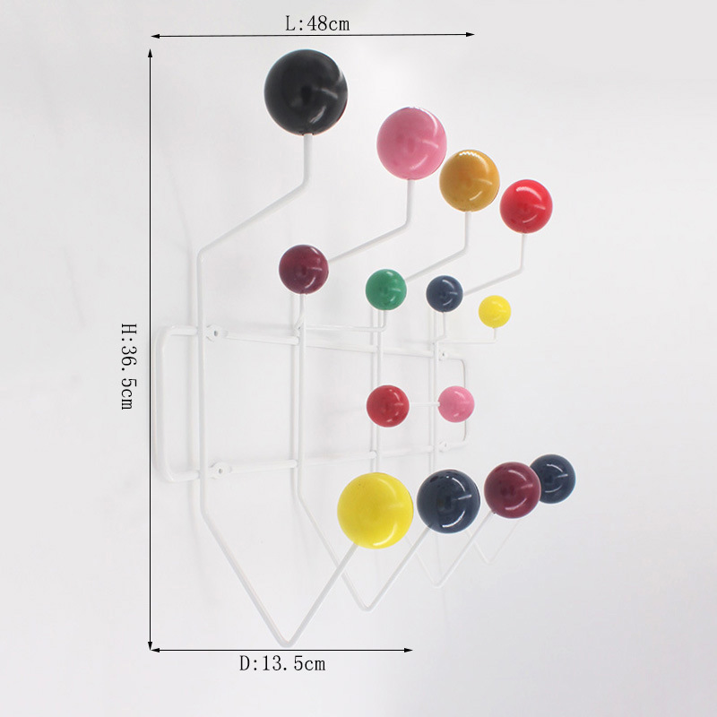 Perchero Multicolor de madera maciza para muebles, perchero con bolas, gancho multiusos para adornos de pared, regalo para niños, decoración de bolsas de Metal