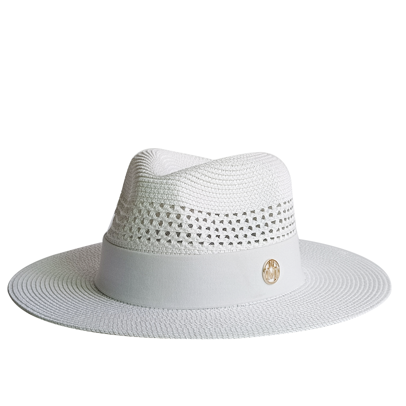 Topi pantai topi jerami rantai mutiara DIY topi matahari flat top baru gaya Korea topi pita elastis topi pantai warna permen topi matahari bonnet