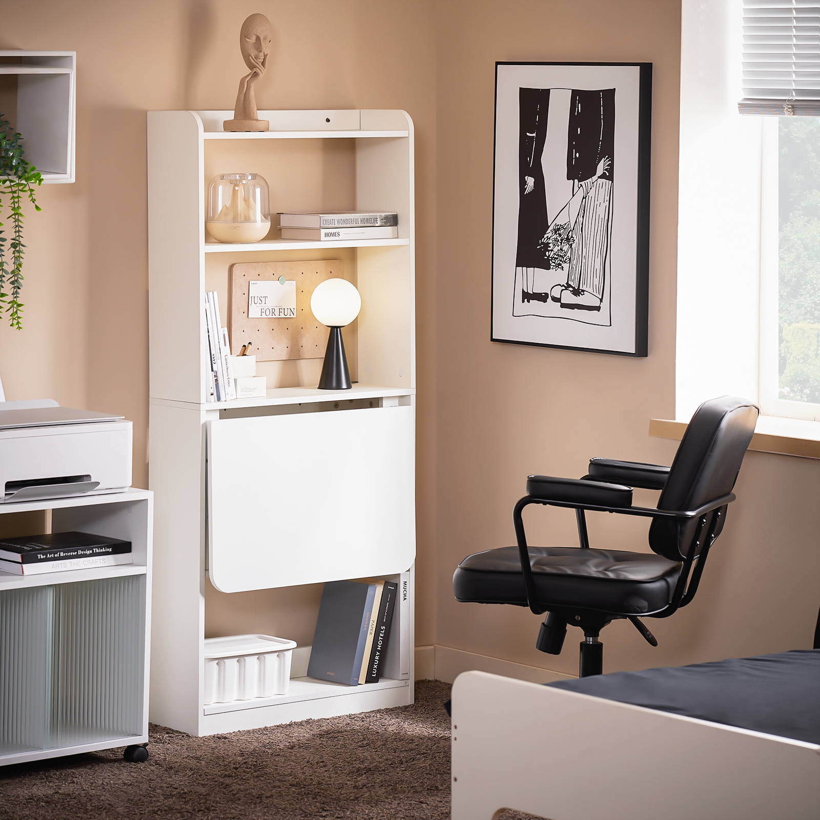 SoBuy FWT92-H-W Packs pliants petite table d'écriture table de travail table de bureau table de bureau pliante table murale