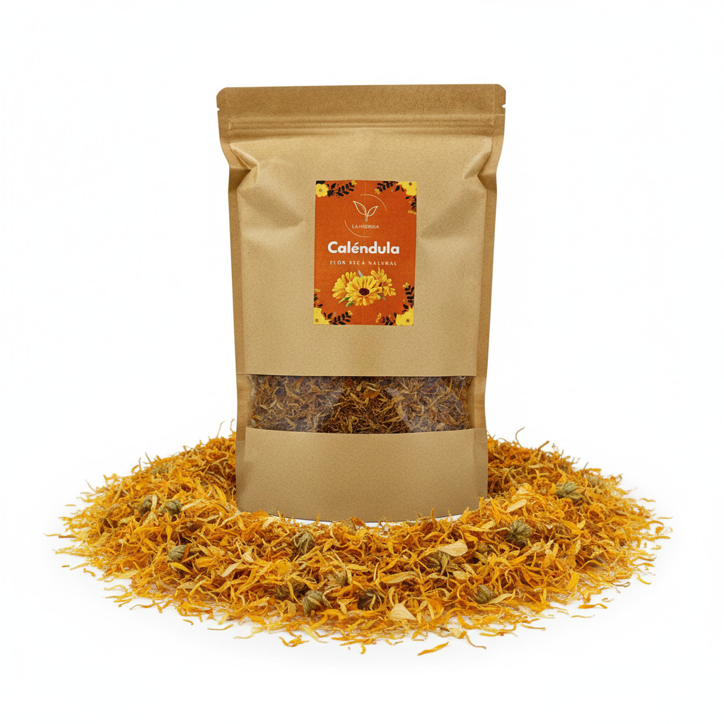 La Herbera |   Caléndula Calendula officinalis flor entera, maravilla, mercadela, flamenquilla |   infusión y cosmética artesanal |   flor seca a granel |   Envasado en España, sin aditivos, selección herboristería, Flores de Caléndula Secas