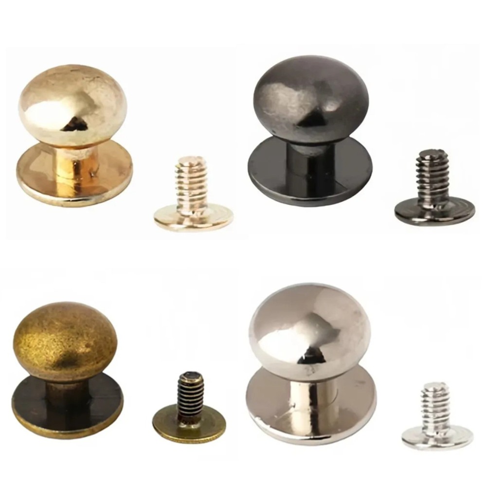 20Pcs/lot 4/5/6/7/8/9/10/12MM Kancing Rivet Bulat Logam, Sekrup Kepala Monk, Stud, Paku Alloy, Kancing Gesper, untuk Tas, Kerajinan Kulit