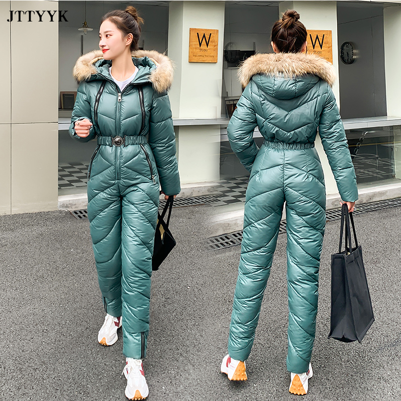 Schnee Ein Stück Für Frauen Overall Ski Kleidung Winter Jacken Mit Kapuze Parka Body Outfit Weibliche Overalls Overalls Trainingsanzüge