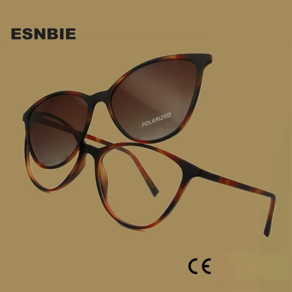 TR90-Lunettes de soleil œil de chat ultralégères pour femmes, monture de lunettes avec aimant polarisé, lunettes de soleil à clip, UV400