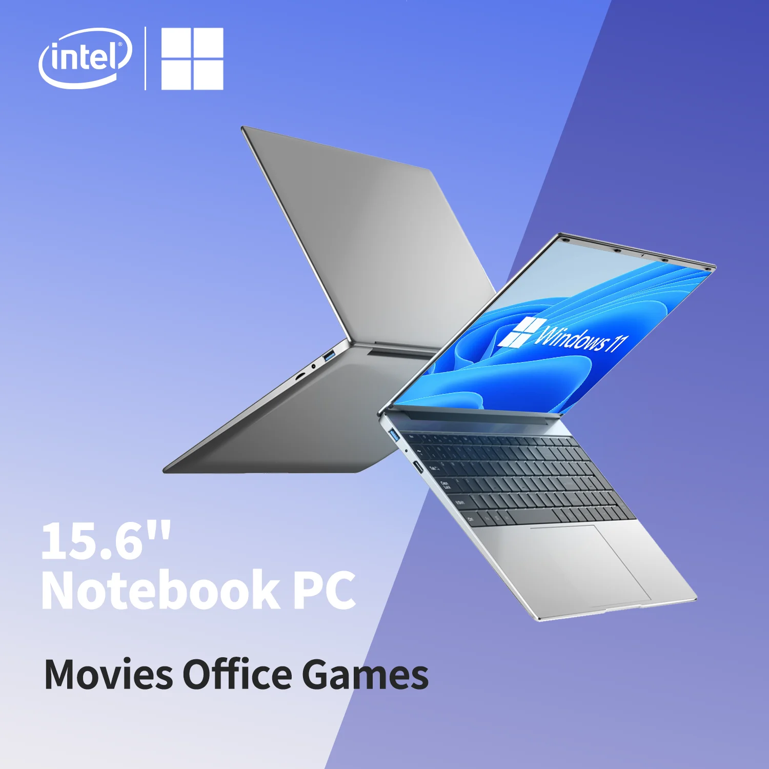 PC Office Full HD com Retroiluminação, Portátil de Impressão Digital, Macbook Air, 15.6 Polegada, Windows 11, 16GB de RAM, DDR4, 2TB SSD, Intel N5095