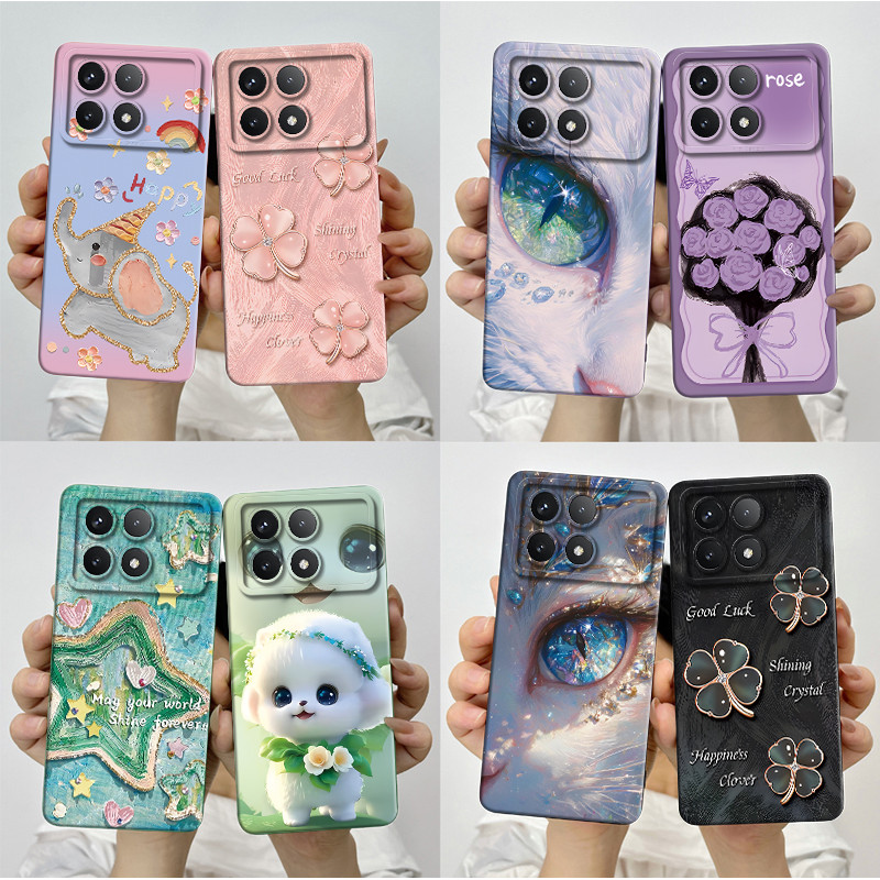 Custodia per telefono antiurto per Xiaomi Poco X6 Pro 5G Redmi K70E Graziosi fiori di farfalla Custodia morbida in TPU Poco X6Pro Cover posteriore per paraurti