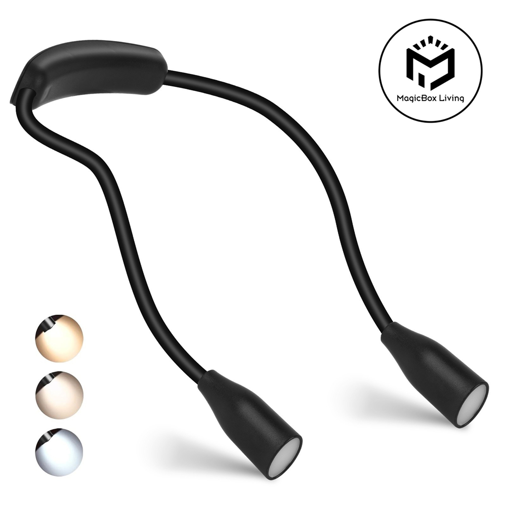 Lâmpada de livro recarregável USB com luz LED para pescoço de leitura 360 °   Luz de livro de leitura de braço flexível, lâmpada de pescoço, luz noturna de leitura de estudo
