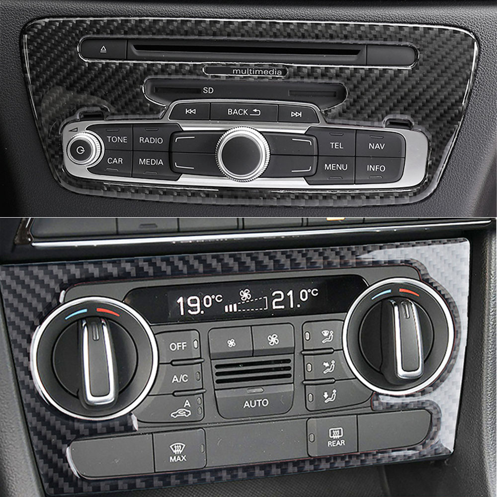 Voor Audi Q3 2012-2018 Carbon Fiber Console Cd Panel Decoratie Cover Trim Airconditioner Controle Frame Sticker Auto accessoires