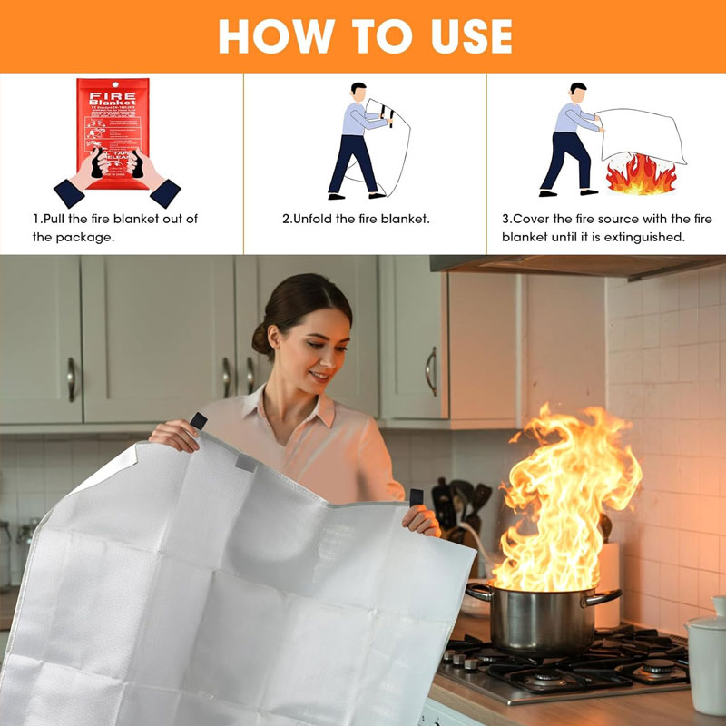 Couverture de survie de sécurité de cuisine, couverture anti-feu, couverture ignifuge, couverture d'évacuation d'urgence, couverture de Suppression ignifuge