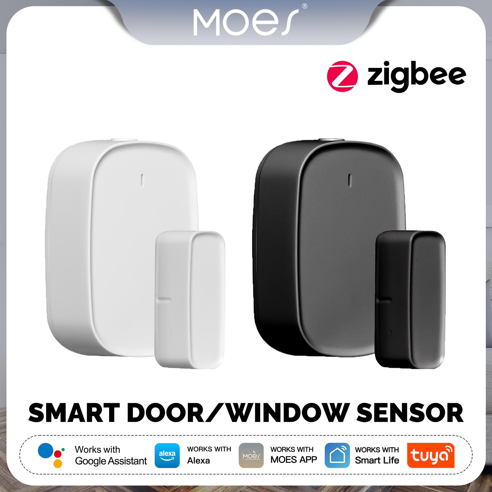 MOES Smart ZigBee Fenster-/Türsensor-Detektor TUYA App Fernbedienung Smart Home Sicherheitsalarmsystem Unterstützt Alexa Google Home