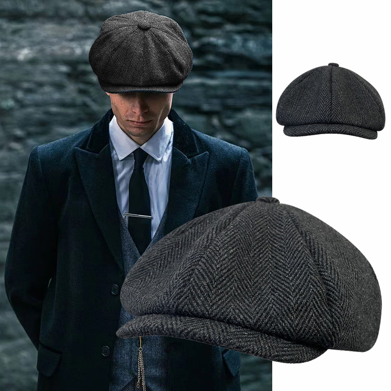 Primavera outono clássico espinha de peixe boina tommy shelby chapéu retro britânico newsboy boné gatsby octogonal chapéus nz295