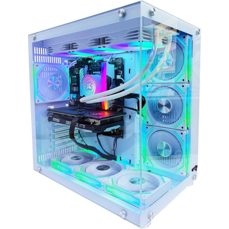 คอมพิวเตอร์เล่นเกม i7-12700F, RTX 5070, B760M-K, แรม 32GB DDR5, SSD M.2 1TB, ชุดระบายความร้อนด้วยน้ำ 3 พัดลม, เคส RGB 7 พัดลม (i7 12700F, 32GB DDR5)