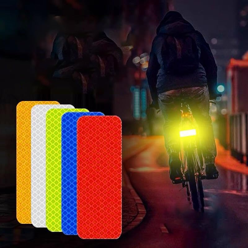 10 unids/set pegatinas reflectantes de advertencia tiras adhesivas de visibilidad nocturna reflectores impermeables cinta de bicicleta para vehículo motocicleta