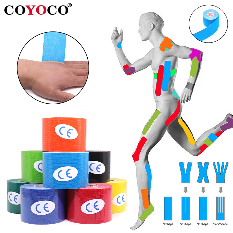 2.5 cm/5 cm Nastro kinesiologico Fasce atletiche 5 m Sport Recupero Reggiatura Palestra Impermeabile Tennis Sollievo dal dolore muscolare Benda al ginocchio