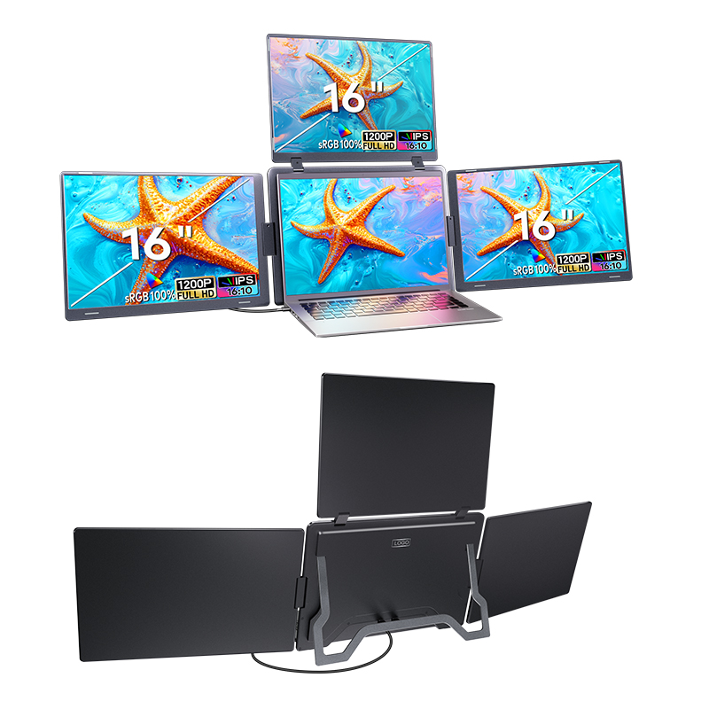 Extensor de Pantalla para Laptop, 3 Pantallas de 16 Pulgadas, Monitor Cuádruple/Triple Portátil, Compatible con Pantallas de 12-18.5 Pulgadas, Win M1/M2/M3/M4