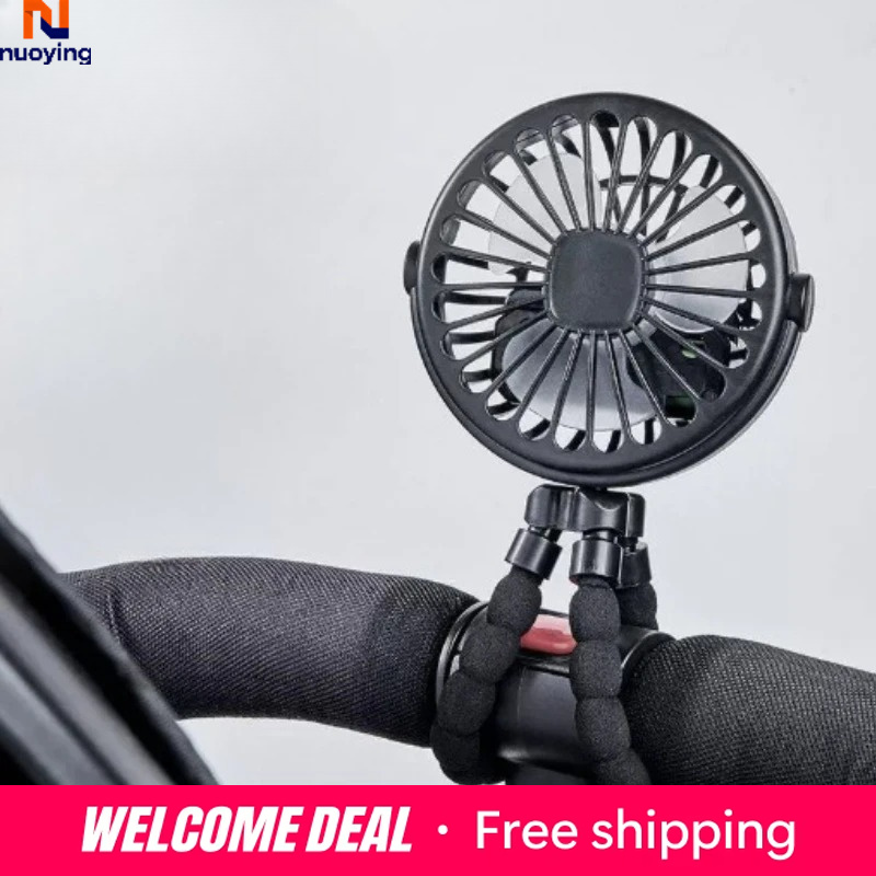 Tragbarer Mini-Lüfter für draußen, 360° °   Drehbarer, flexibler Stativständer, USB-wiederaufladbarer Ventilator, perfekt für Kinderwagen, Camping, Wandern