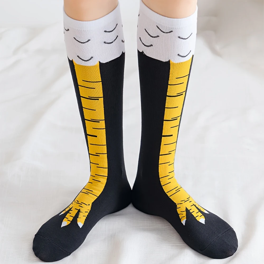 Chaussettes hautes pour femmes, chaussettes à griffes jetables drôles de dessin animé, chaussettes de sport de fitness, chaussettes longues à jambe mince, chaussettes tubulaires décontractées pour femmes, 1 paire, 2/5 paires