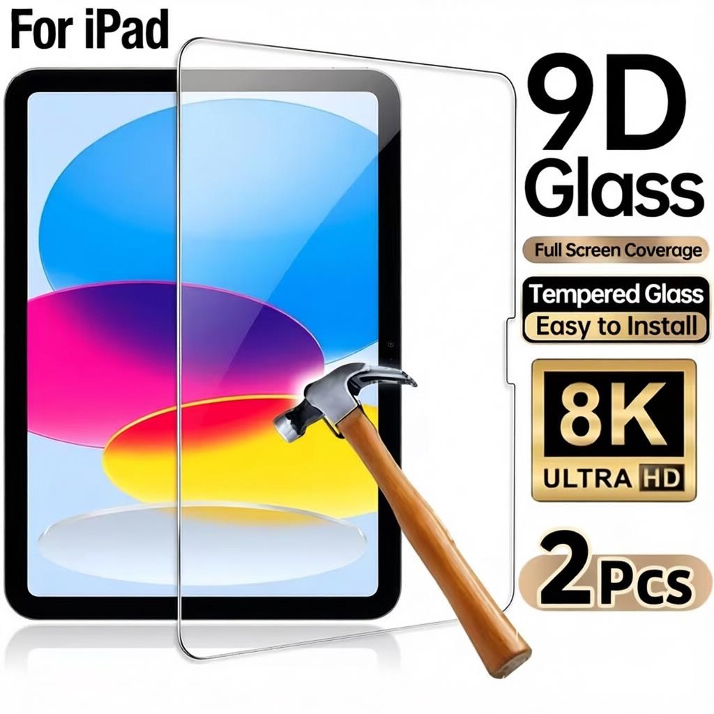 2 Buah Pelindung Layar Kaca Tempered untuk iPad A16 11th 2025, Pelindung Layar untuk iPad 10th Air 11 13 inci, Film Pelindung untuk Air 5 4 3 2 1