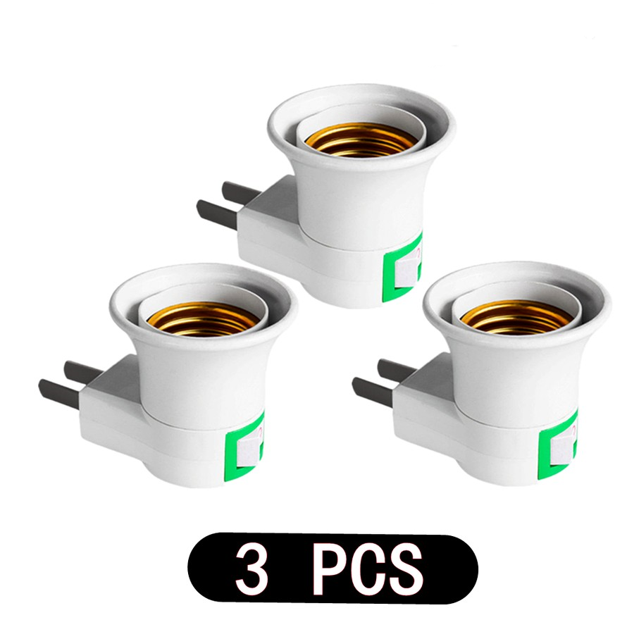 Portalámparas blanco con enchufe de luz LED E27, adaptador de soporte de enchufe UE/EE. UU., convertidor de encendido/apagado para lámpara de bombilla, 1-3 uds.