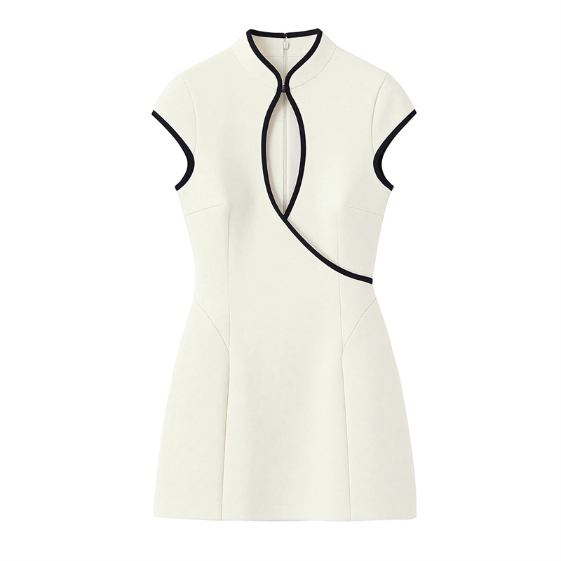Damenkleid 2026 Sommer Neuer Stil Weiß Ärmellos Ausgeschnittenes Qipao-inspiriertes Minikleid Elegant und Modisch
