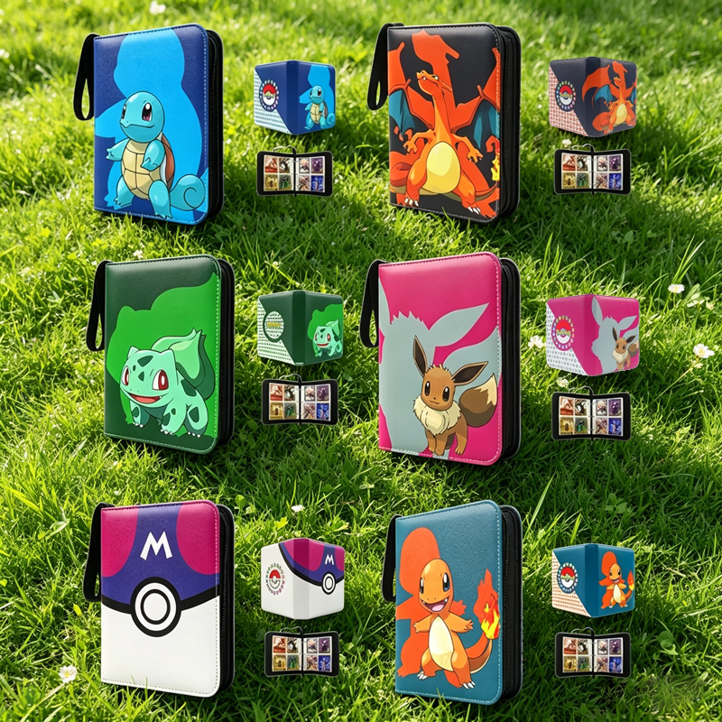 @Pokemon Card Anime Photo Album Collect Album Loose Leaf Pu Zipper Game King Fans Pikachu Card Pack Toys Figure Card Storage Bag