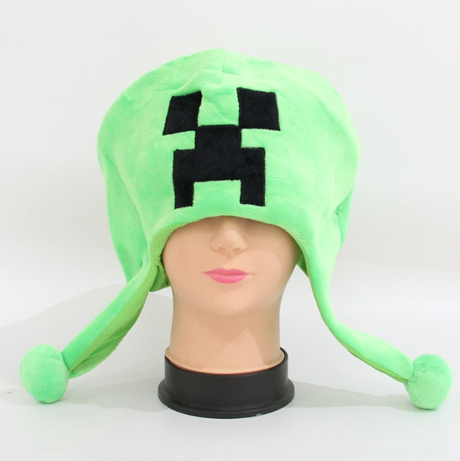 Minecraft Creeper gorro de dibujos animados Anime mujeres Otoño Invierno al aire libre cálido sombrero de conejito Cosplay lindo Casual sombrero de algodón gorros