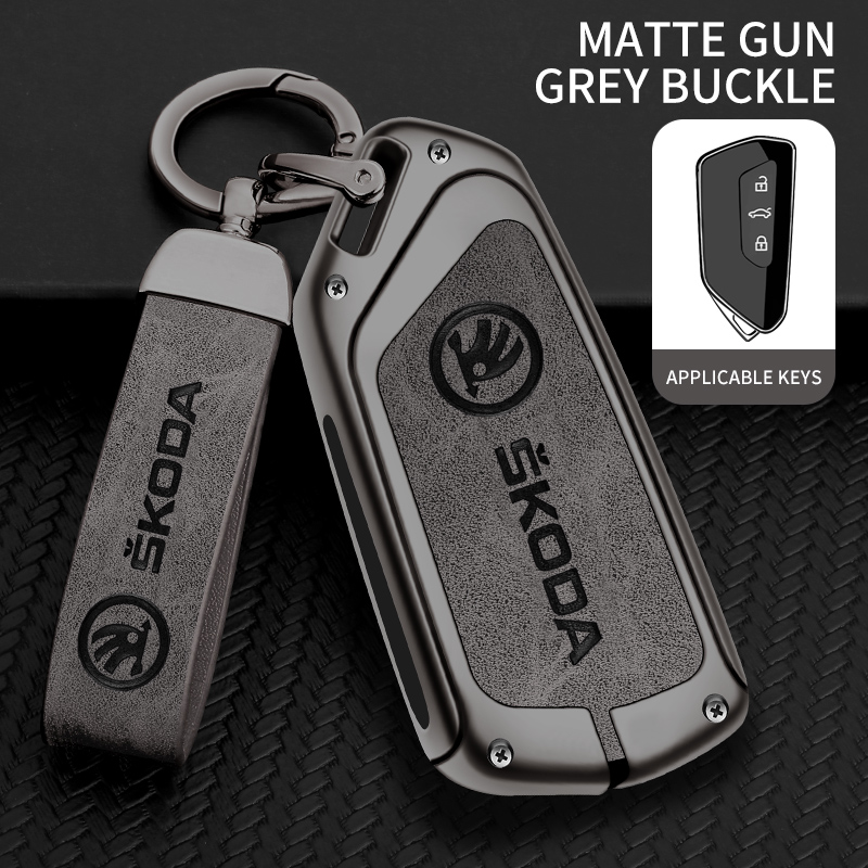 Étui pour clé de voiture en cuir de haute qualité, housse pour Skoda Superb A7 Kodiaq Octavia A8 2021, coque en cuir, support Fob, accessoires sans clé