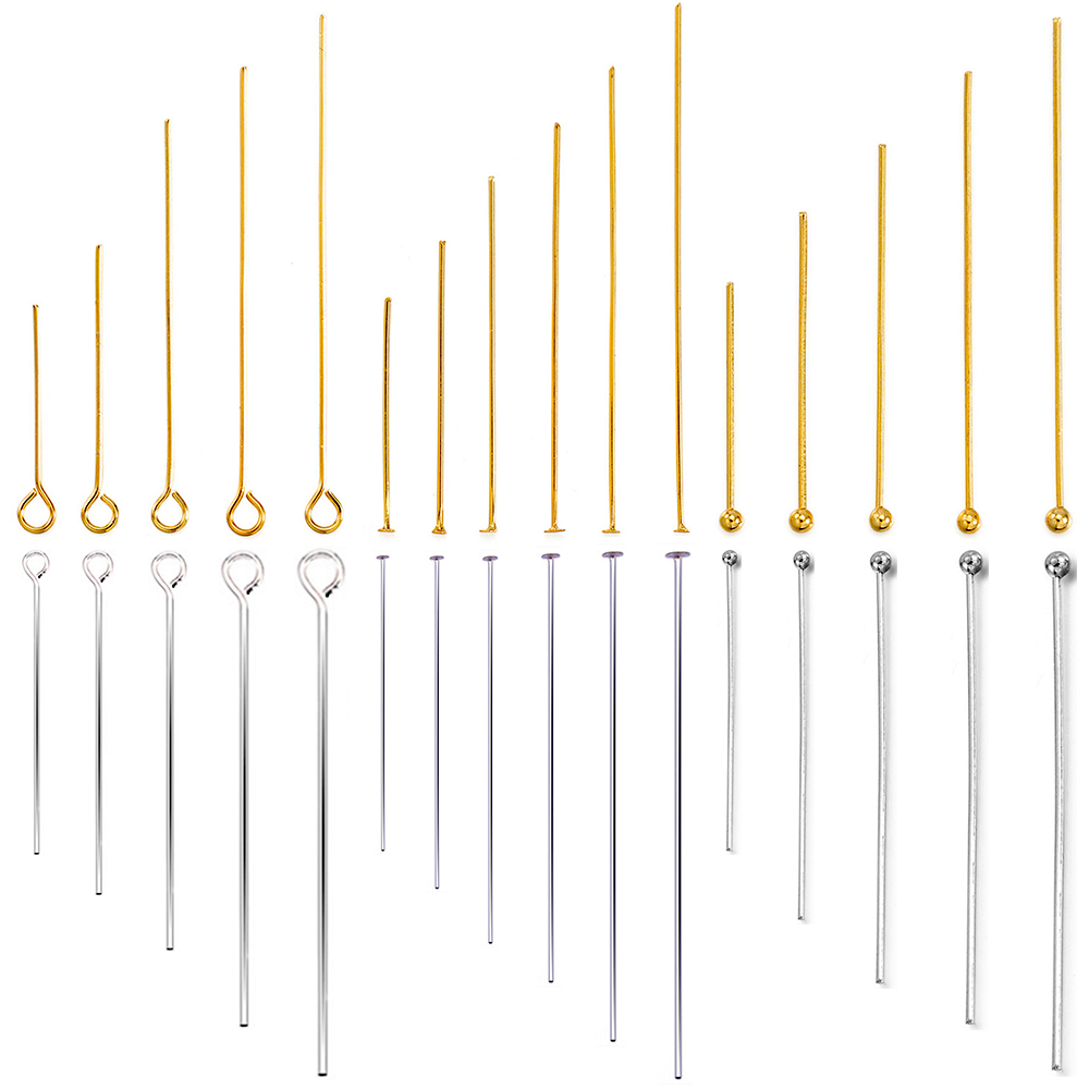 50-100 Stks/partij 15-70Mm Rvs Platte Bal Eye Head Pins Gold Verzilverd Voor Diy sieraden Bevindingen Maken Accessoires