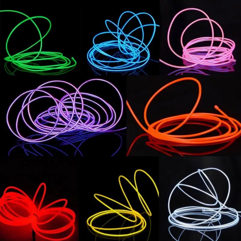 Cabo de fio flexível de luz neon, luzes led para decoração rave de dança do natal, roupas infantis, lâmpada de led