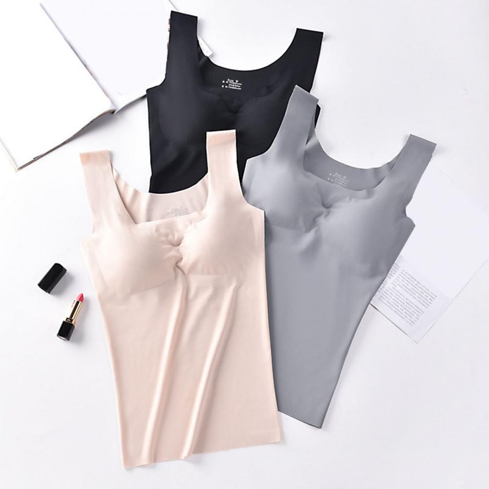 Frauen Weste nahtlose einfarbige Brust polster ärmellose Dame Tank Top drahtlosen quadratischen Hals Push-up Frauen Leibchen Sport weste