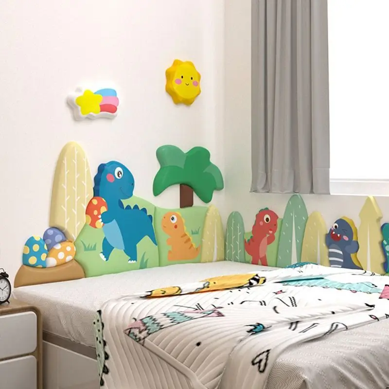 Dekoracja ścienna antykolizyjna naklejka ścienna 3D Cabecero Cama Tete De Lit kreskówka zagłówek łóżka pokoju dziecięcego