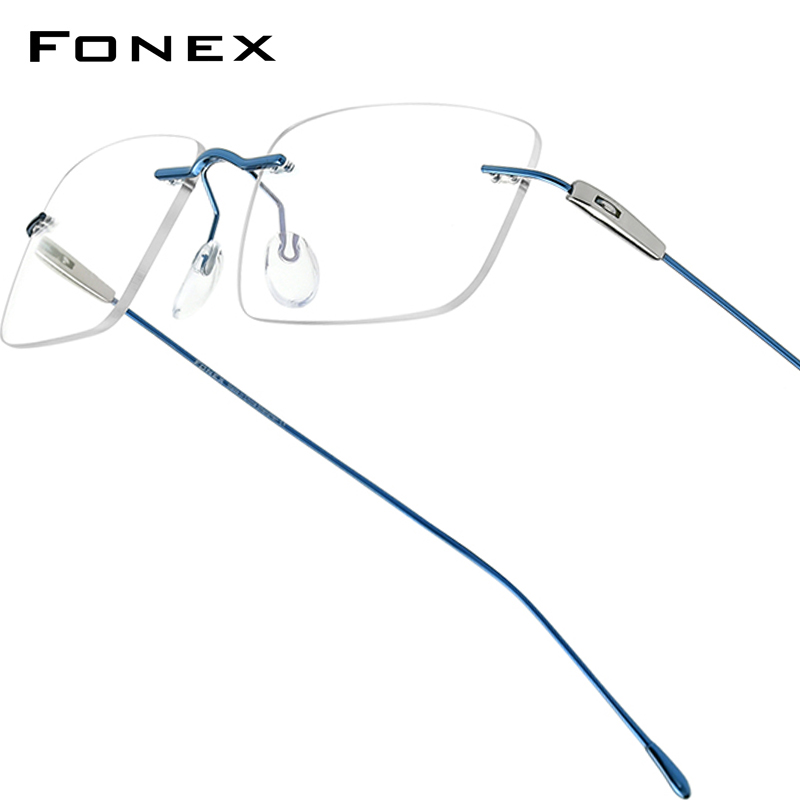 FONEX titane lunettes cadre hommes marque Design carré sans monture sans cadre lunettes femmes ultraléger japonais lunettes 85708