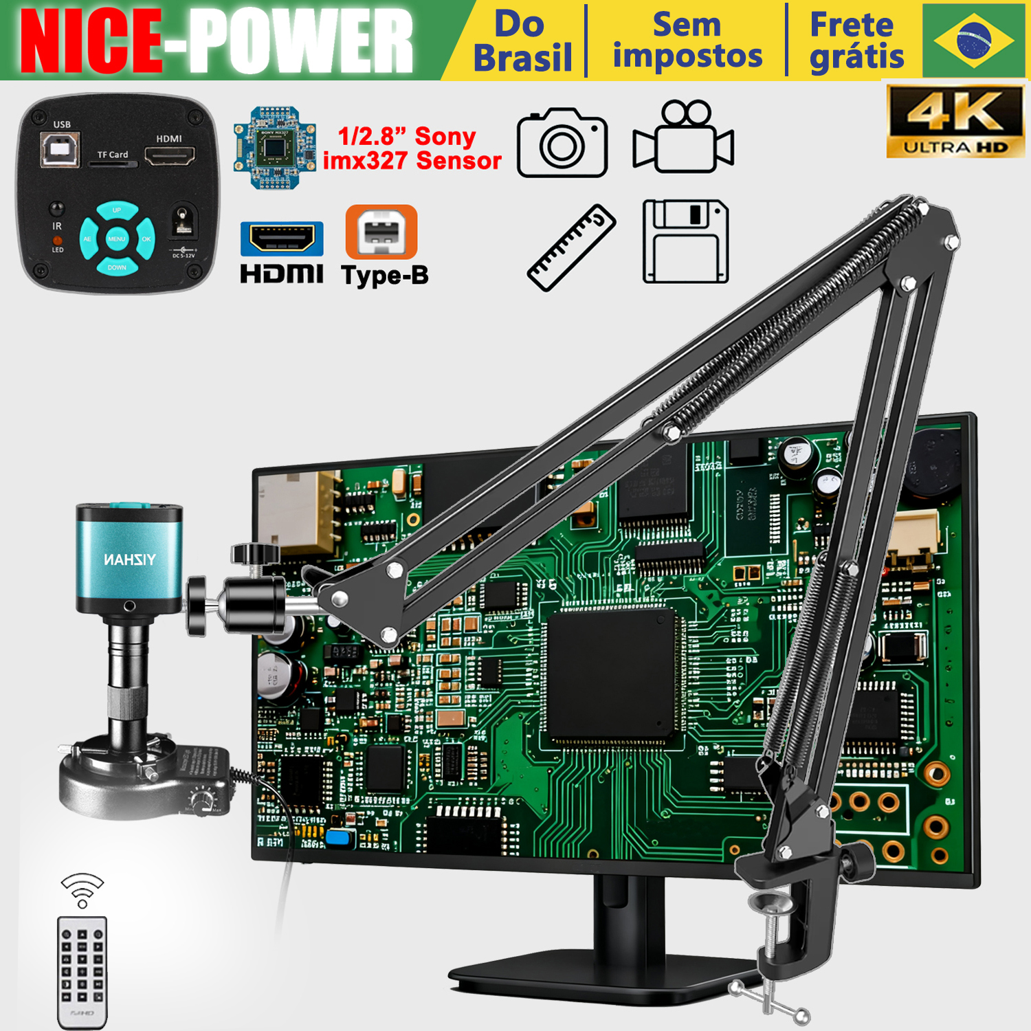 Mikroskop Digital Nice-Power 48MP Untuk Pengelasan Elektronik, Mikroskop Video HD Dengan Perangkat Lunak, Antarmuka USB HDMI, Perlengkapan Lengkap