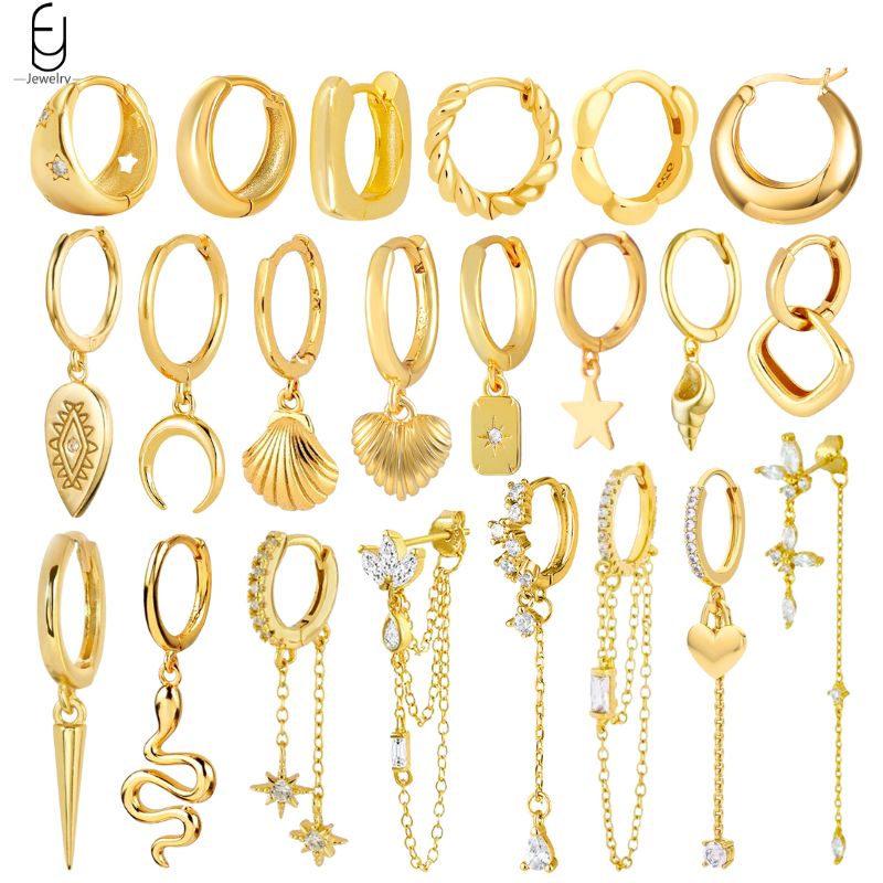 925 เงินสเตอร์ลิงเข็ม Vintage Gold ต่างหูยาวพู่คริสตัล Hoop ต่างหูสําหรับผู้หญิงแนวโน้มเครื่องประดับ