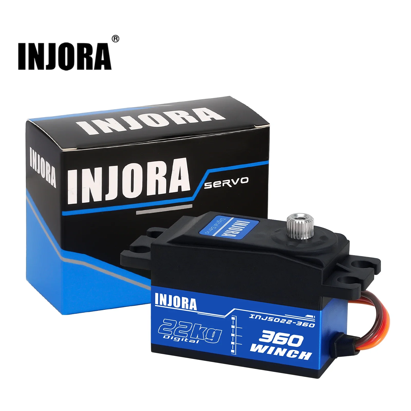 INJORA INJS022-360 22KG 360 °   Carrete de cabrestante Servo cepillado de perfil bajo de rotación para modelo de barco de coche trepador de control remoto