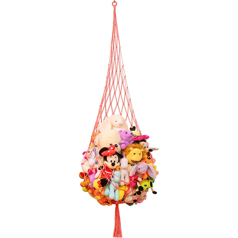 Filet suspendu en corde de coton, 1 pièce, filet de rangement pour jouets en peluche tissé à la main, sac de rangement pour jouets bohème, hamac