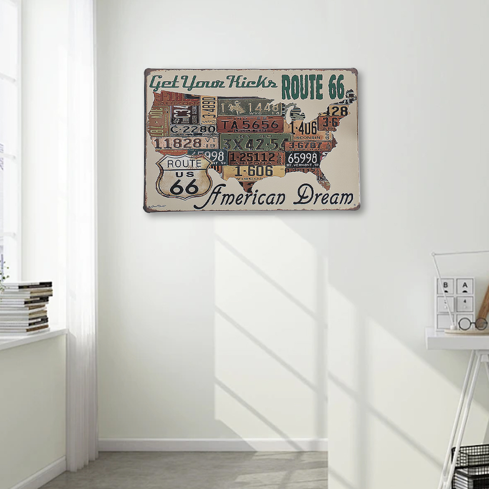 Pintura de estaño del mapa de EE. UU., alfabeto de ensueño de EE. UU., decoración de pared del hogar moderna duradera, tablero, accesorios colgantes para habitación