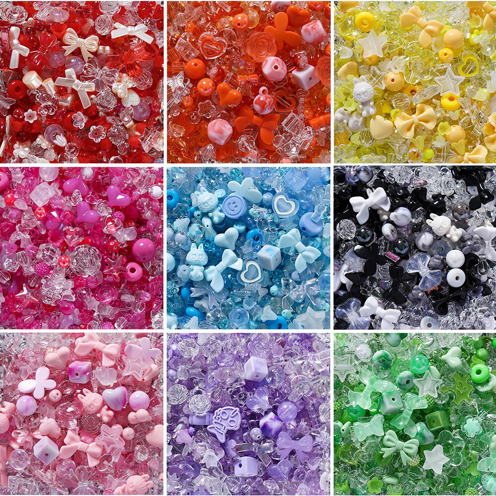 40 g 2 Stile gemischte Blumen Herz AB Farbe Telefonkette Perlen Halskette Ohrringe Perlen Multi Style Perlen für Schmuckherstellung
