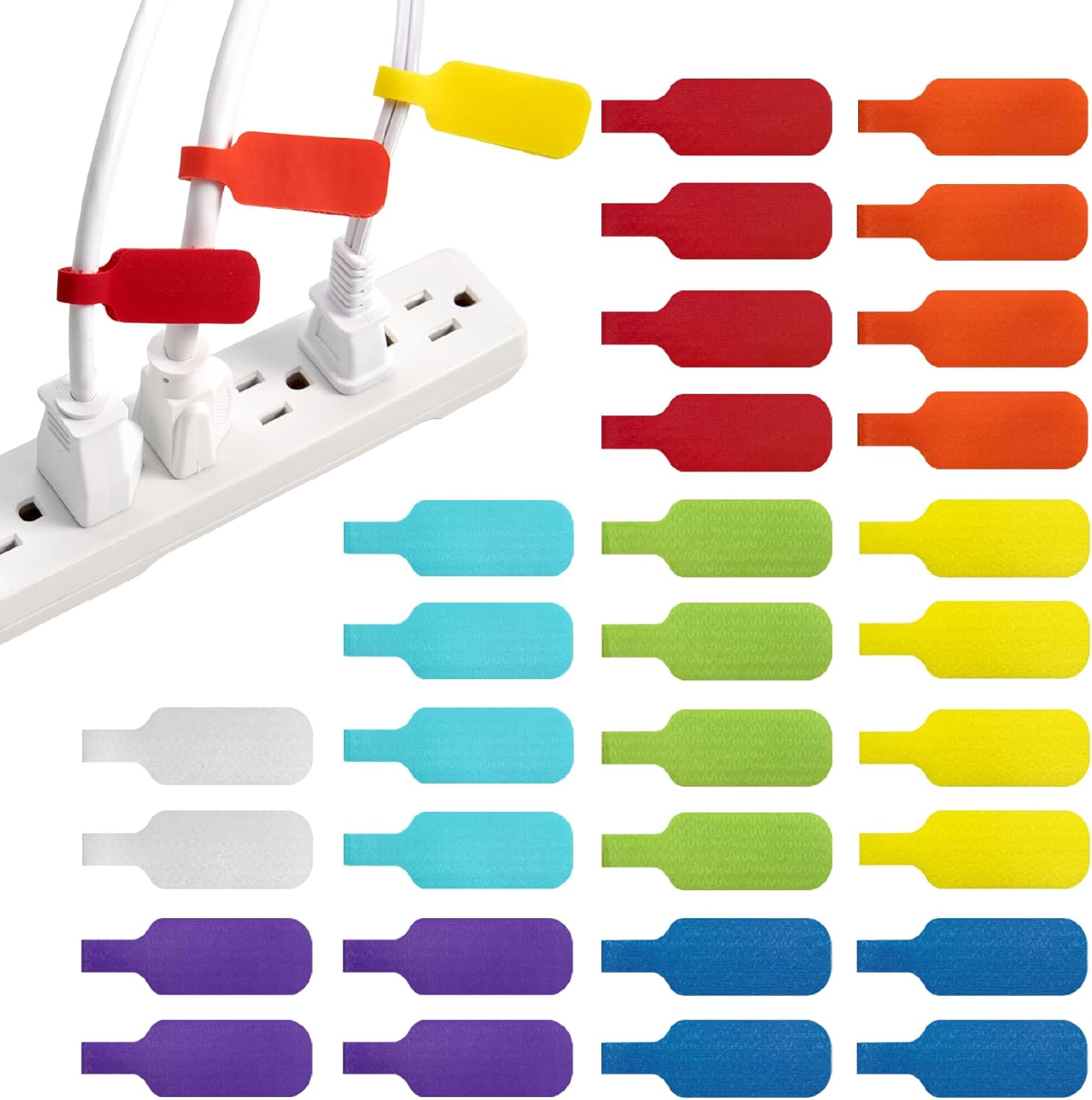 10-100pcs Reusable Waterproof Cable Labels Color-Coded Organizer Straps Data Charger Cords Management Home Office Travel