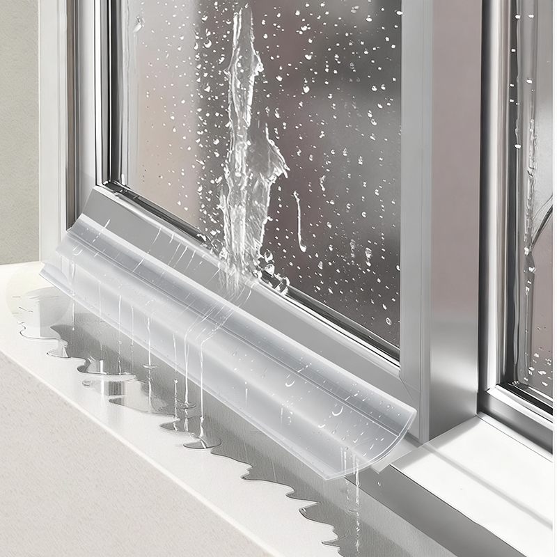 Barra de bloqueo transparente para borde de ventana, barra guía de agua para alféizar de balcón, tira de sellado impermeable a prueba de viento, tablero intermitente