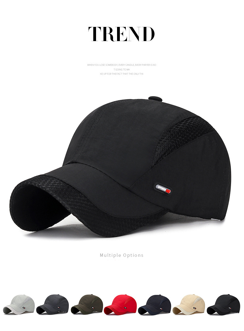 Nueva moda hombres mujeres cabeza grande verano malla transpirable sombrero de secado rápido deportes al aire libre sombrero para el sol etiqueta de cuero rojo protector solar sombrero para el sol