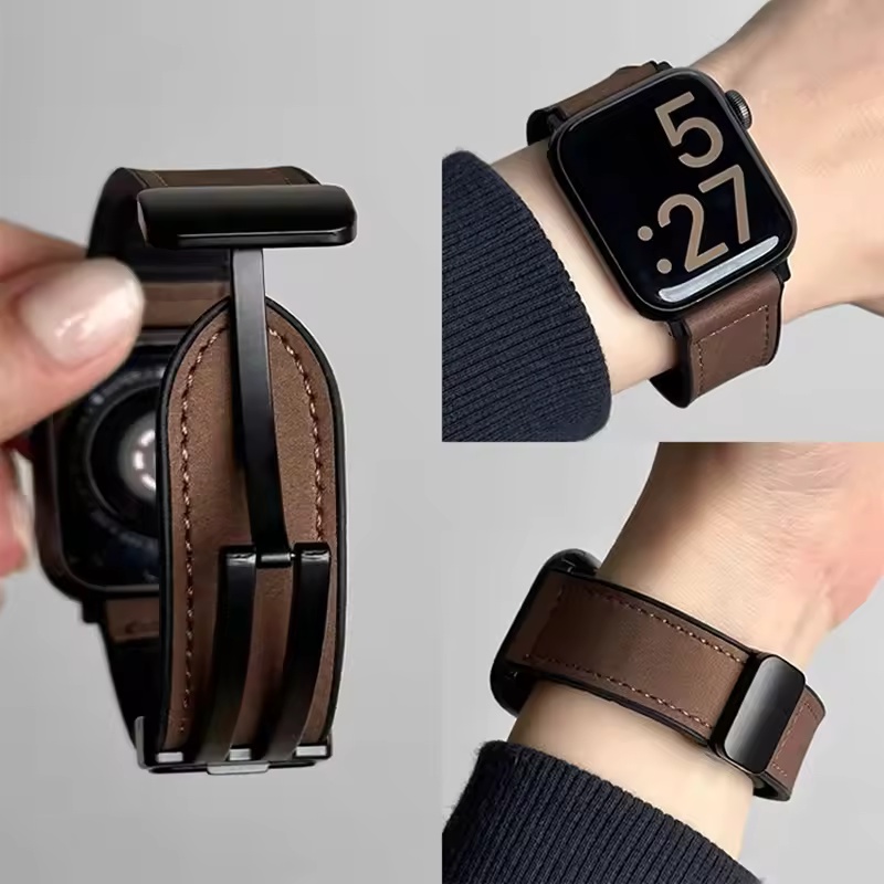 Bracelet en cuir pour Apple Watch 10 Ultra 9, 46mm 49mm 42mm 44mm 45mm 40/41mm, Bracelet en Silicone pour hommes, iWatch série 9 8 7 SE 6 5