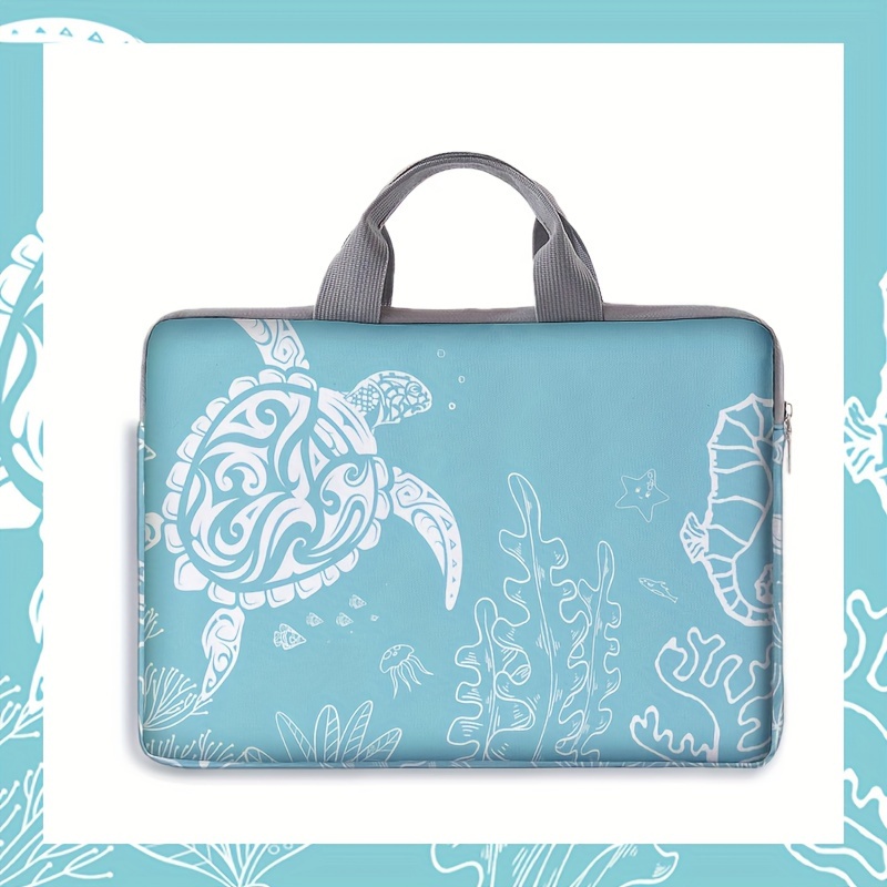 1-teiliges Set, Laptoptasche mit Schildkrötenmuster, Aktentasche, geeignet für 14-Zoll-Laptops, feste Laptoptasche