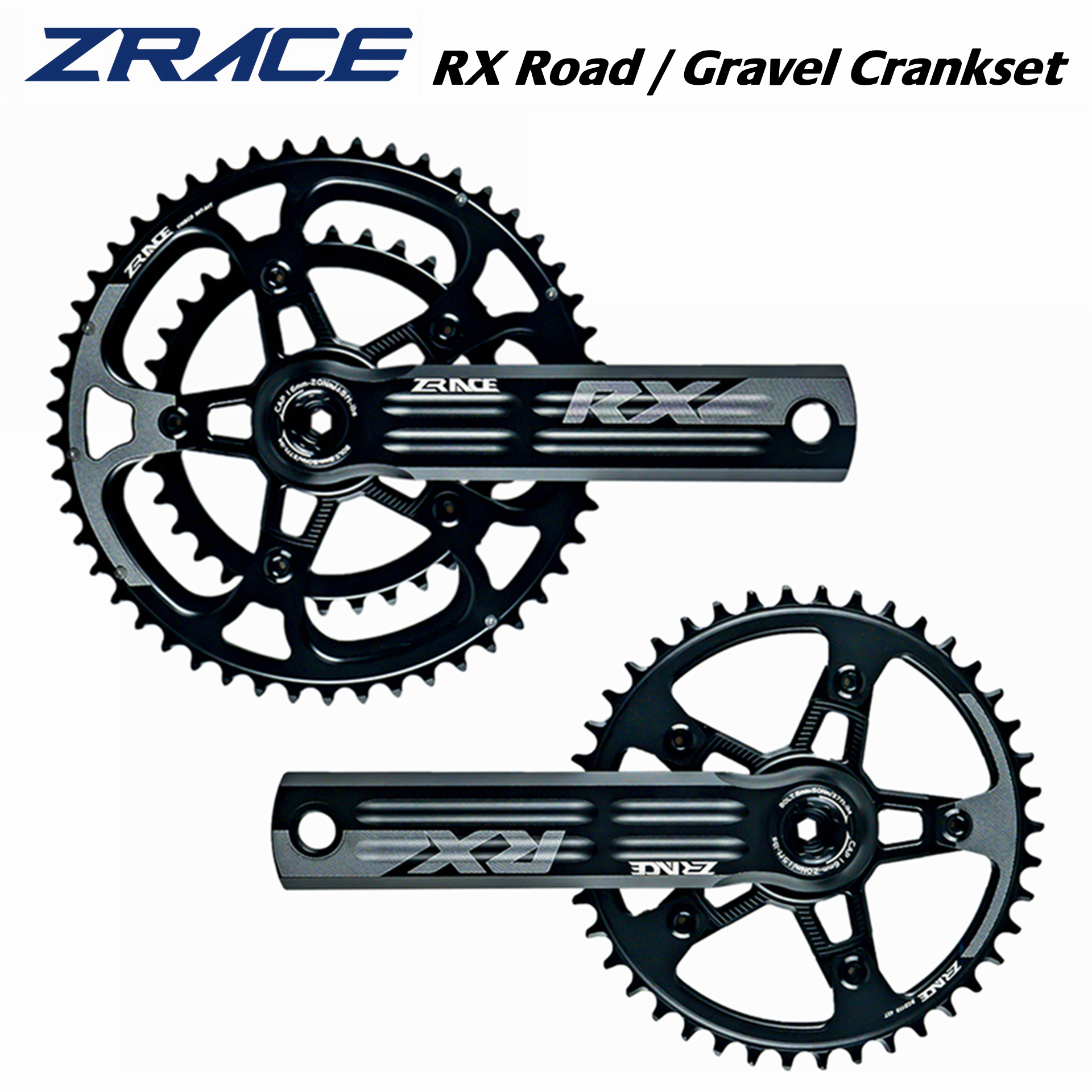 ZRACE RX 10 11 12 set engkol sepeda balap/kerikil, set gir depan sepeda 50/34T,52/36T, 53/39T,40T,42T,44T 170mm / 172.5mm / 175mm